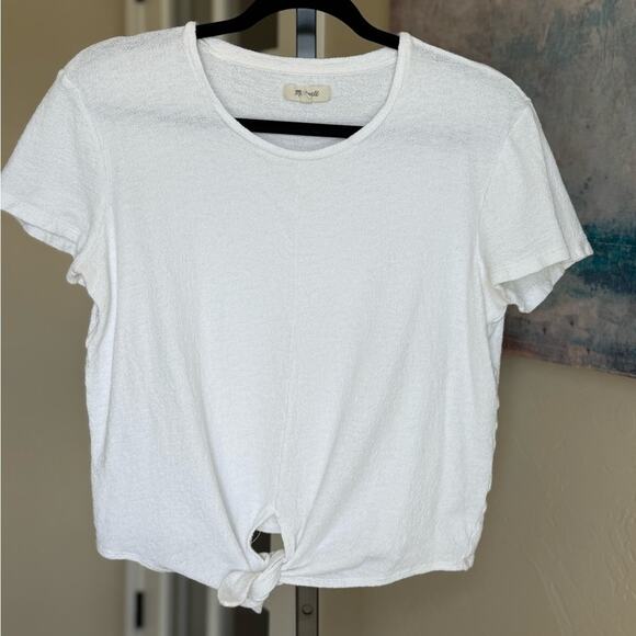 Madewell Texture & Thread Modern Tie Front Top Bright Ivory Women’s Medium - Picture 3 of 7